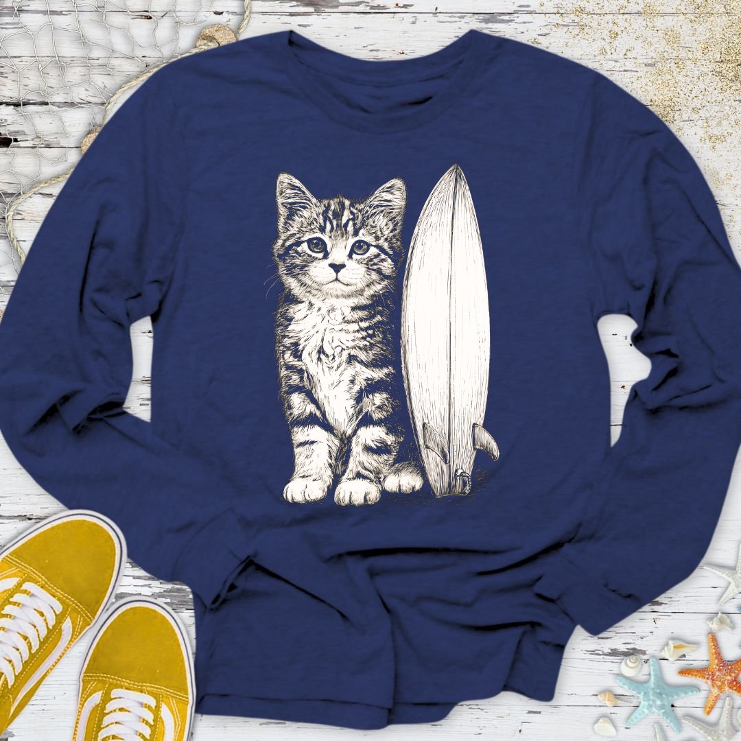 Surfer Cat Long Sleeve Tee