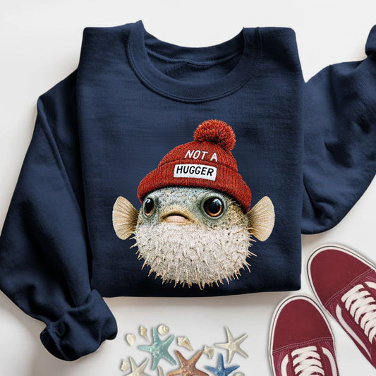 Hugger Pufferfish Sweatshirt in Navy - Dolce Reverie
