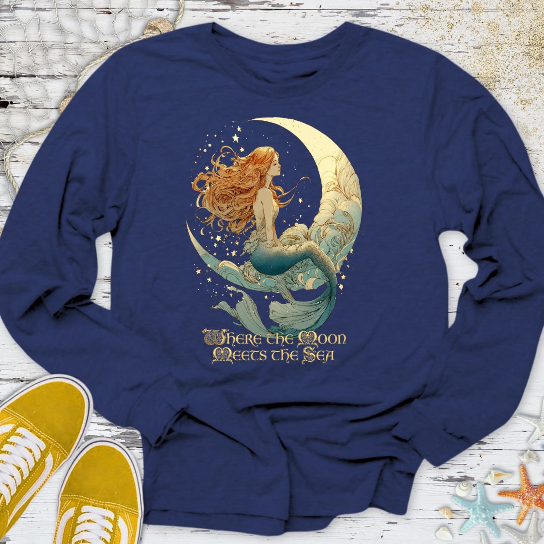 Moon Meets The Sea, Mermaid Long Sleeve Tee