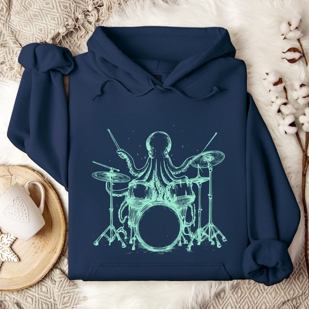 Octopus Drummer Hoodie Navy / S