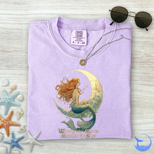 Moon Meets The Sea, Mermaid Comfort Colors T-Shirt