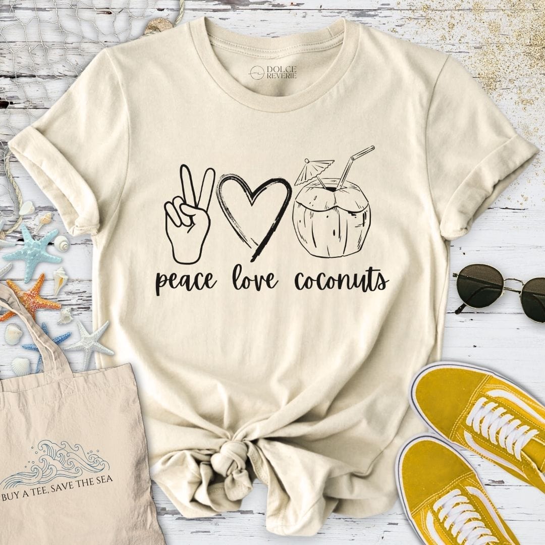 Peace Love Coconuts T-Shirt Natural / S