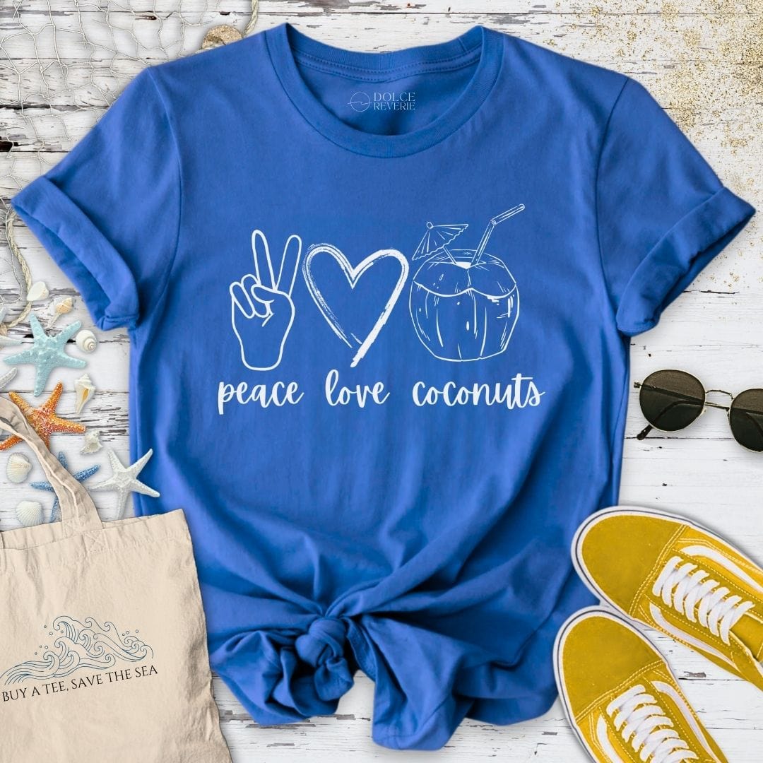 Peace Love Coconuts T-Shirt Royal / S