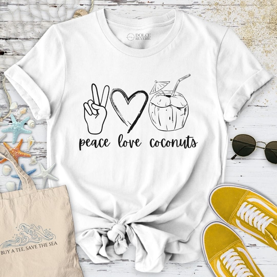 Peace Love Coconuts T-Shirt White / S