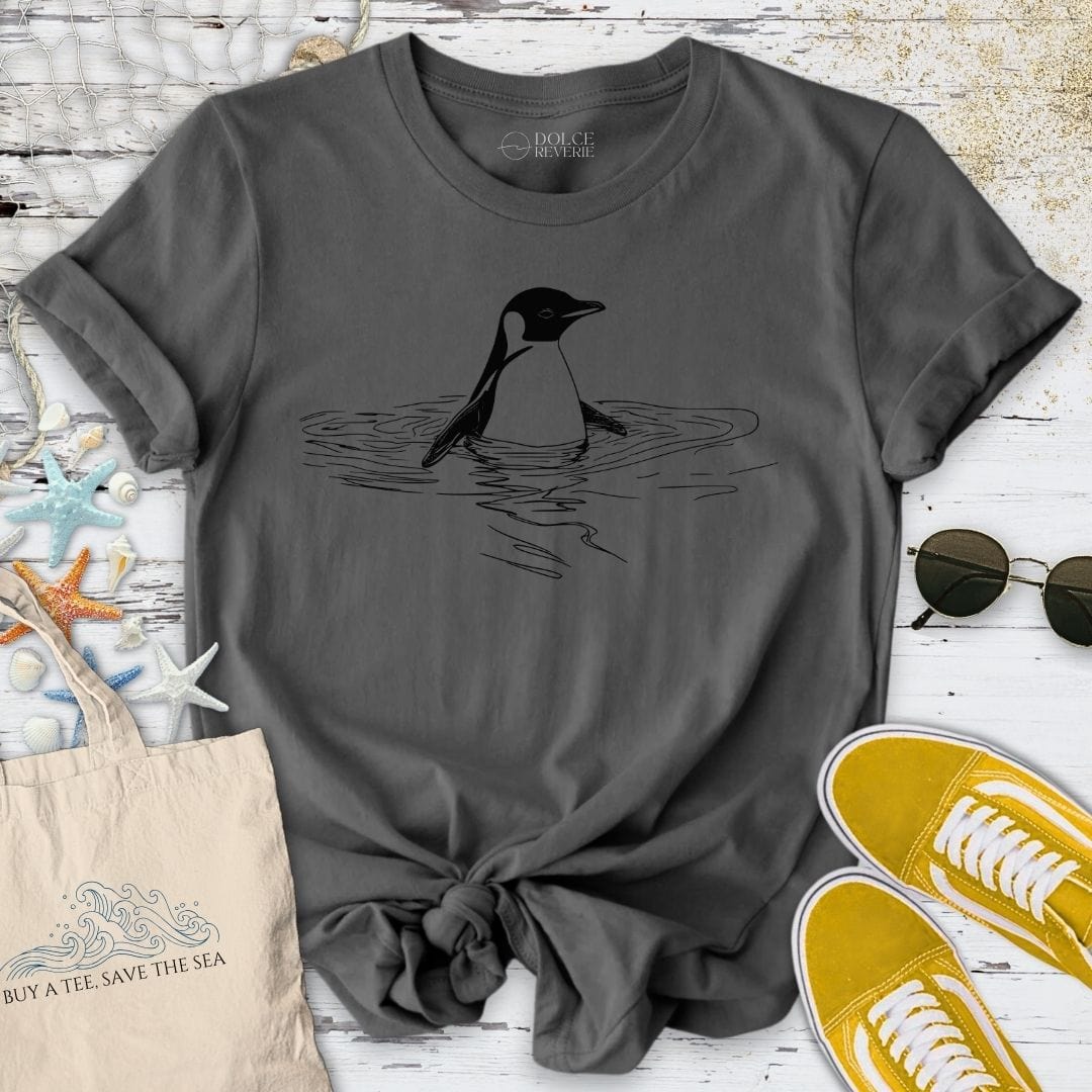 Penguin In The Sea T-Shirt Charcoal / S