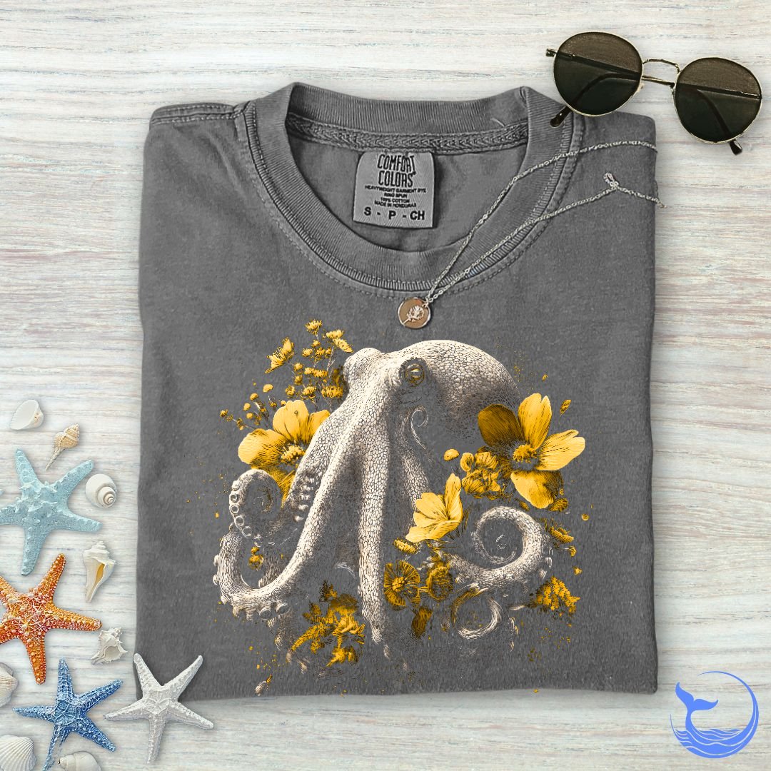 Floral Octopus Comfort Colors T-Shirt