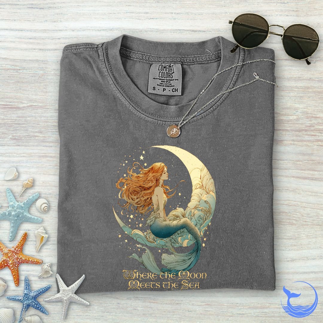 Moon Meets The Sea, Mermaid Comfort Colors T-Shirt