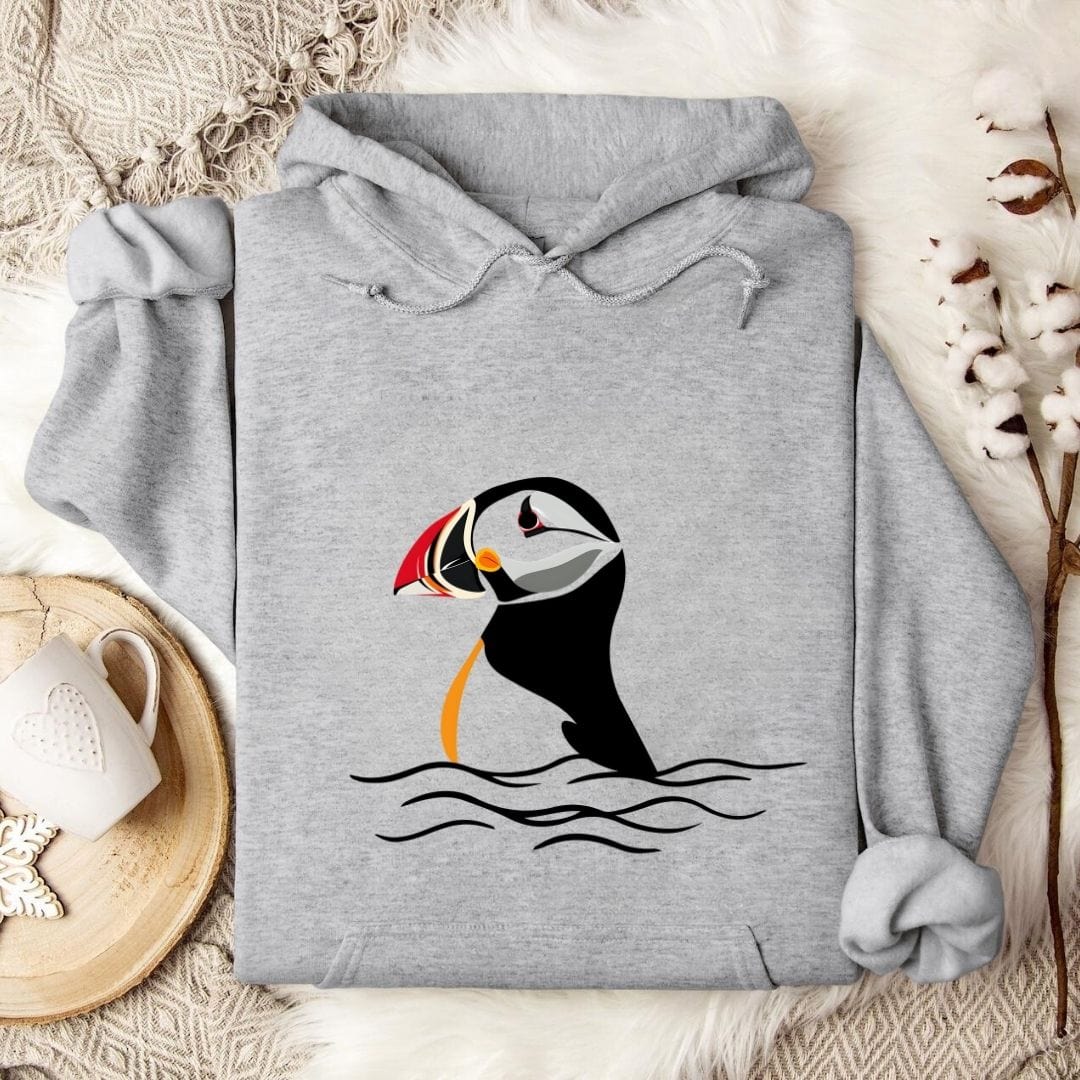 Retro Puffin Hoodie Sport Grey / S