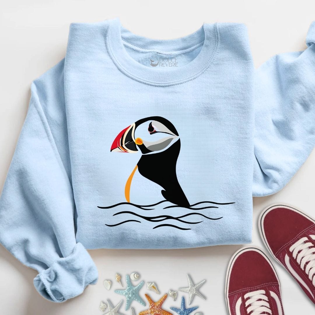 Retro Puffin Sweatshirt S / Light Blue