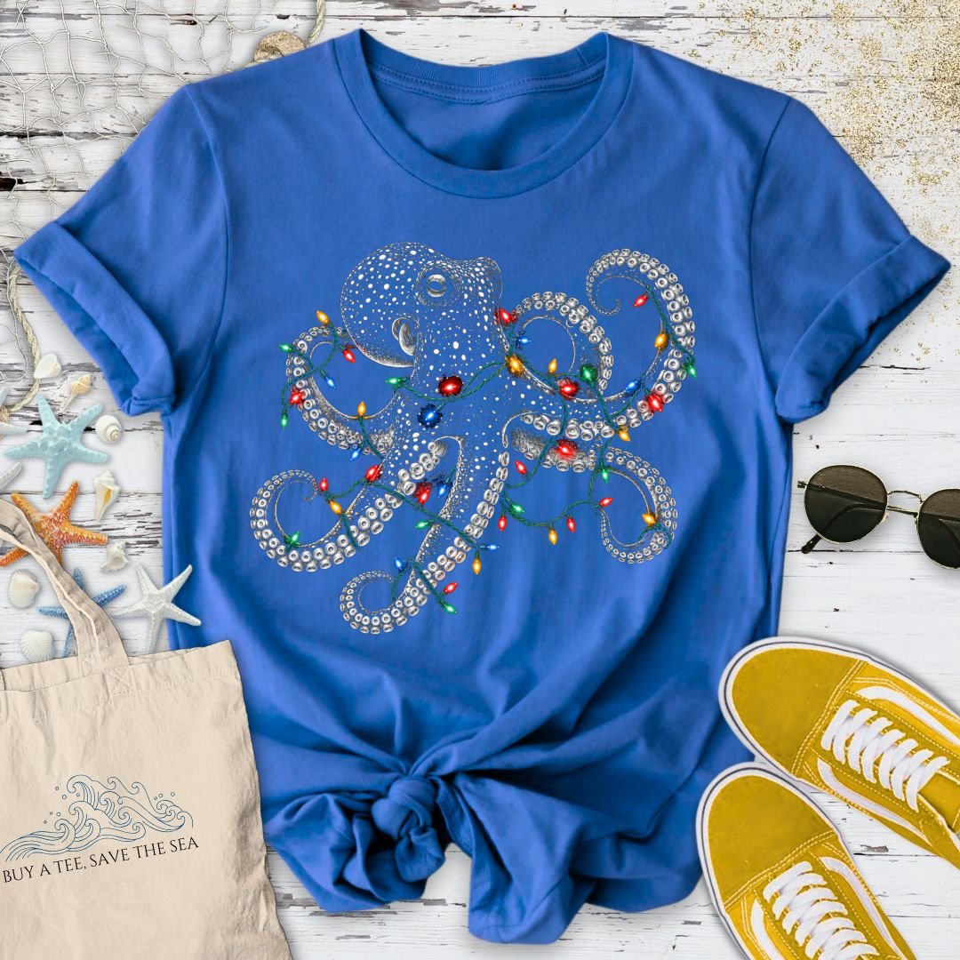 Christmas Lights Octopus T-Shirt in Royal - Dolce Reverie