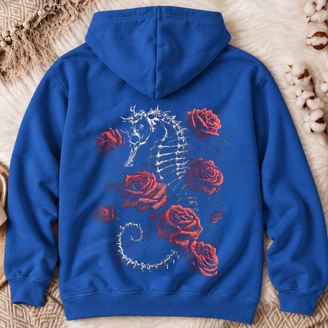 Bed Of Roses Seahorse Back Print Hoodie
