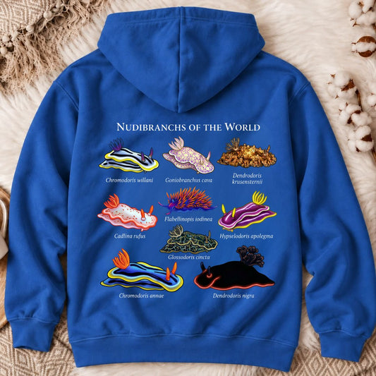 Nudibranchs Of The World Back Print Hoodie in Royal - Dolce Reverie