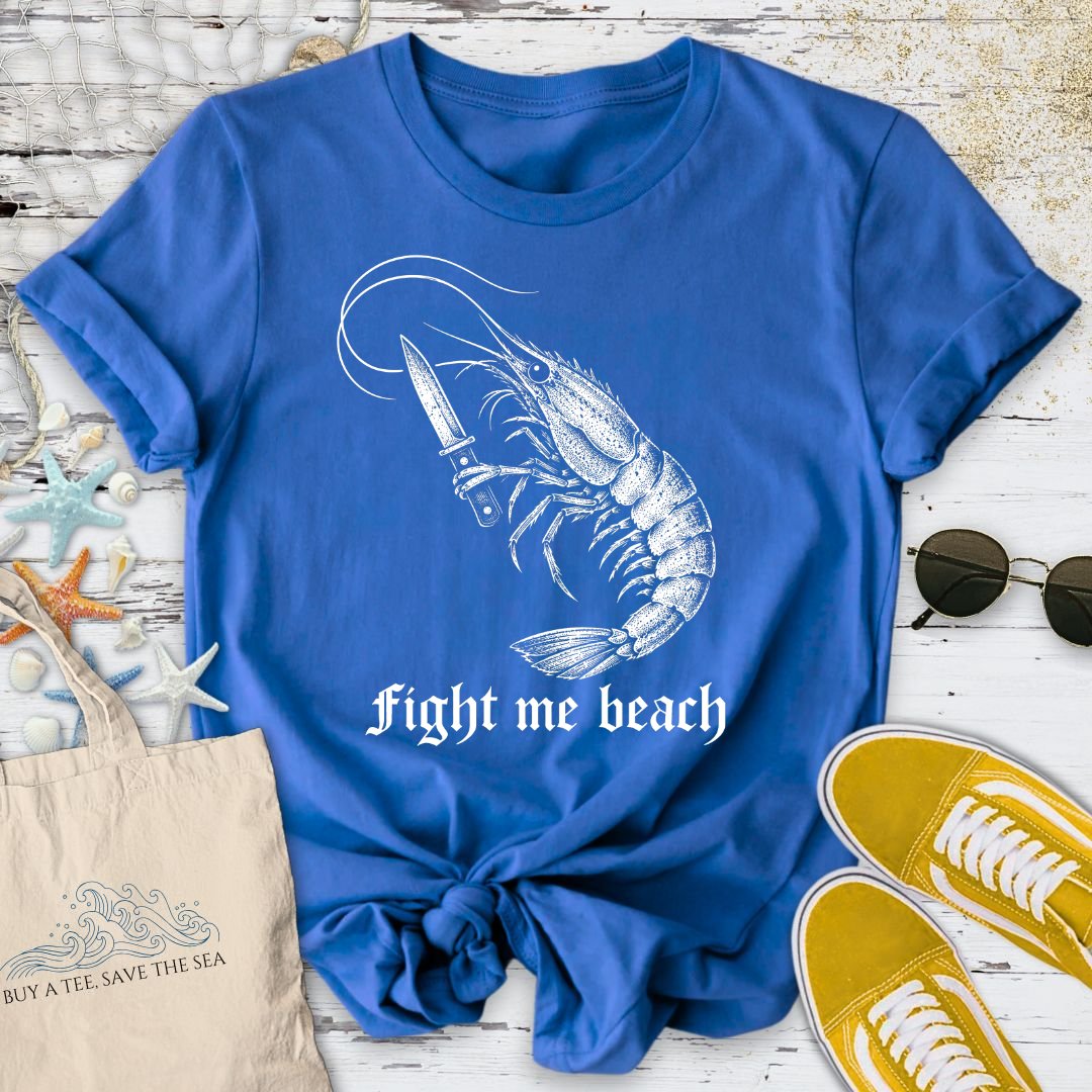 Fight Me Beach, Shrimp T-Shirt in Royal - Dolce Reverie