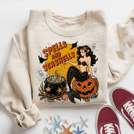 Spells and Seashells Sweatshirt in Sand - Dolce Reverie