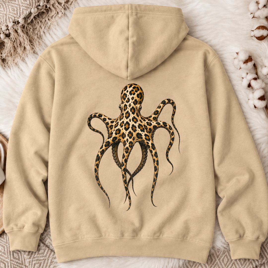 Cheetah Octopus Back Print Hoodie