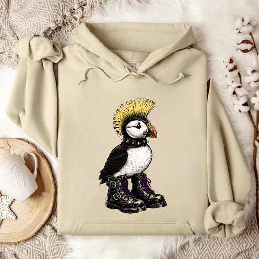 Puffin Punk Hoodie in Sand - Dolce Reverie