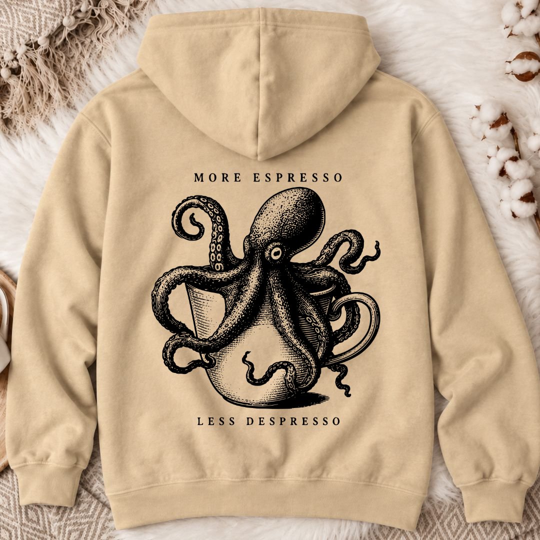Espresso Octopus Back Print Hoodie