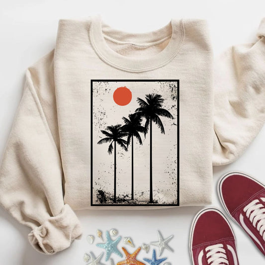 Vintage Palms Sweatshirt in Sand - Dolce Reverie