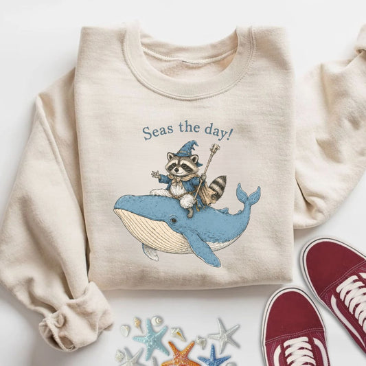 Seas The Day! Sweatshirt in Sand - Dolce Reverie