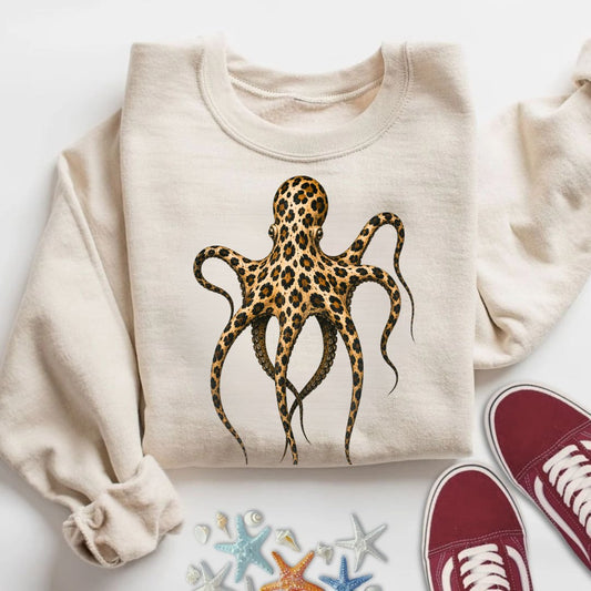 Cheetah Octopus Sweatshirt in Sand - Dolce Reverie