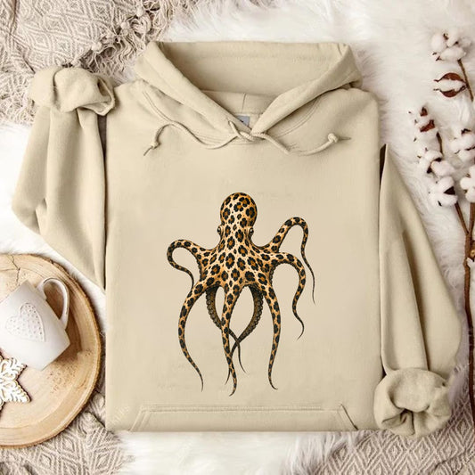 Cheetah Octopus Hoodie in Sand - Dolce Reverie