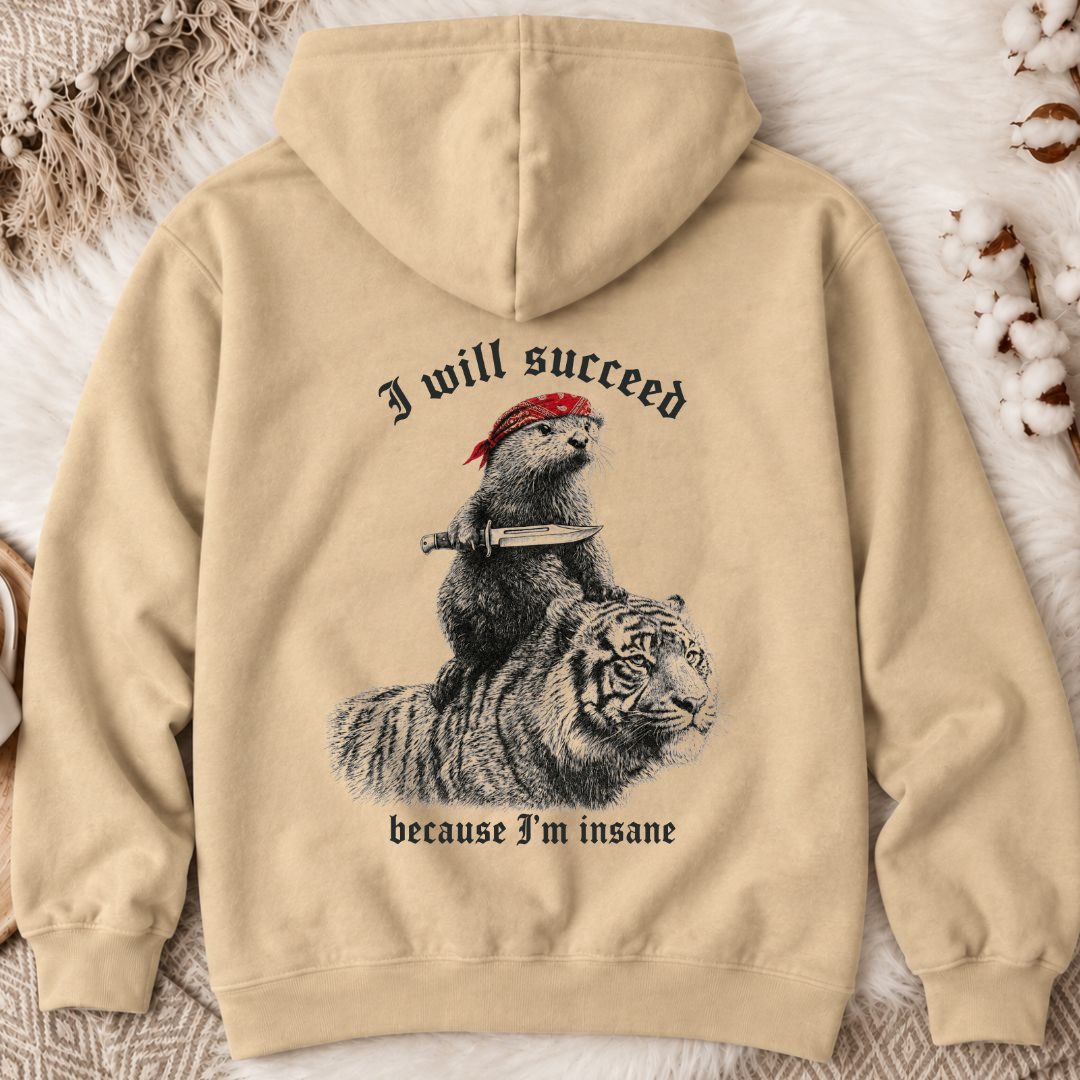 I Will Succeed, Sea Otter Back Print Hoodie