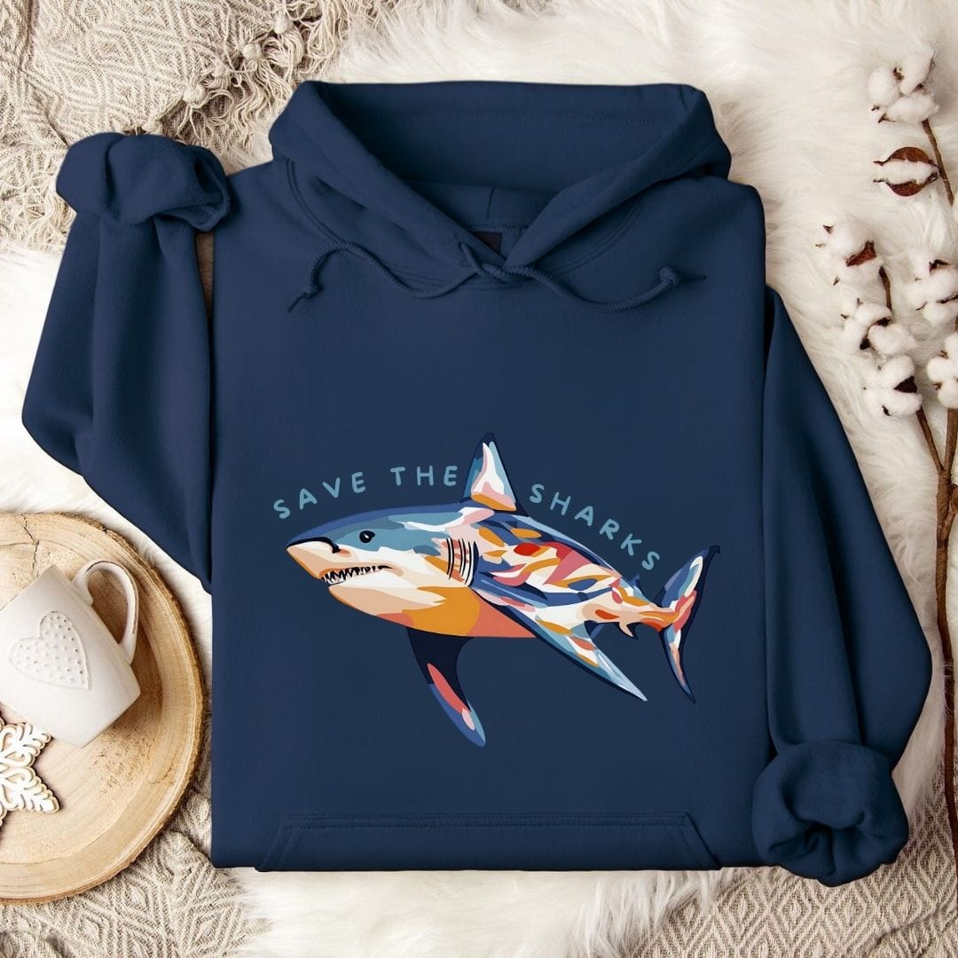 Save The Sharks Hoodie Navy / S
