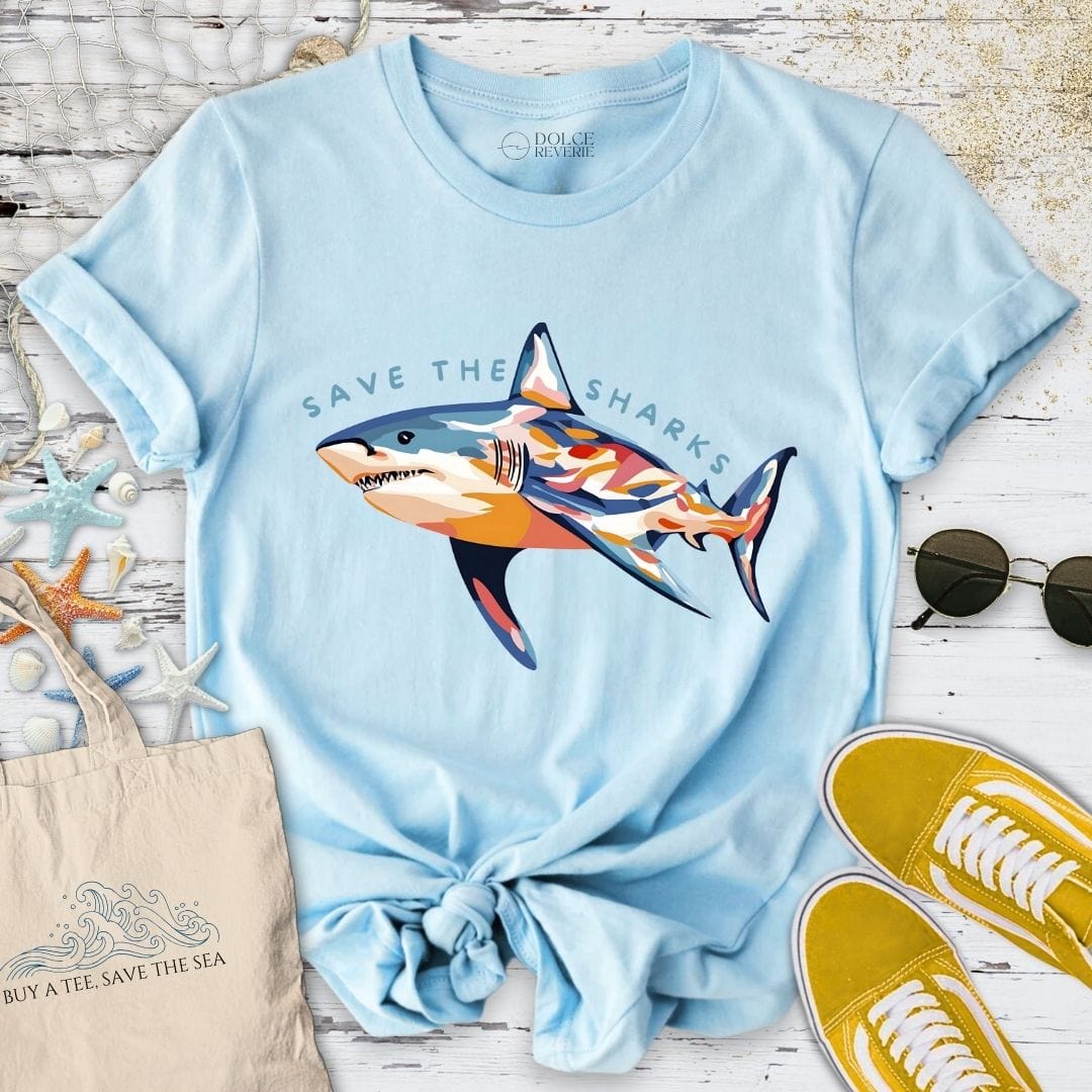 Save The Sharks T-Shirt Light Blue / S