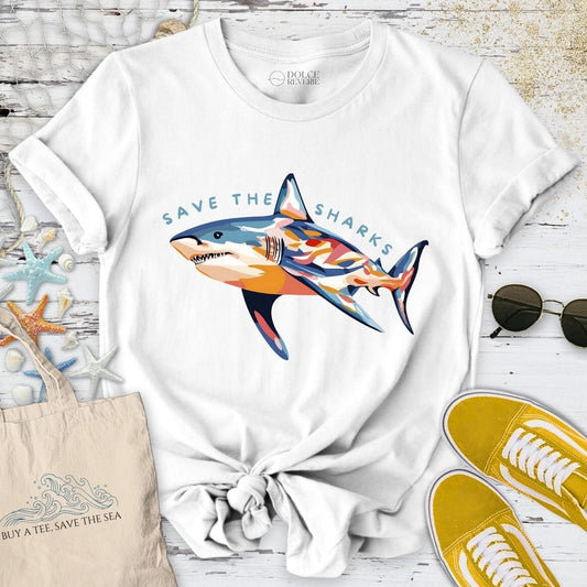 Save The Sharks T-Shirt White / S