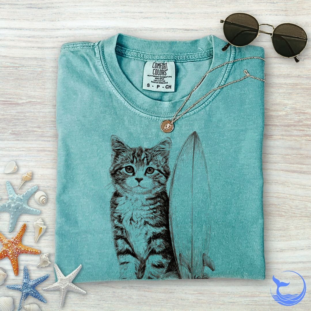 Surfer Cat Comfort Colors T-Shirt