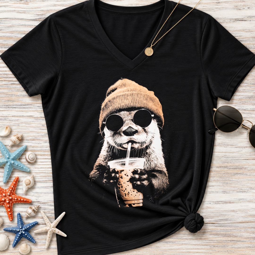 Hipster Otter Women's V-Neck T-Shirt