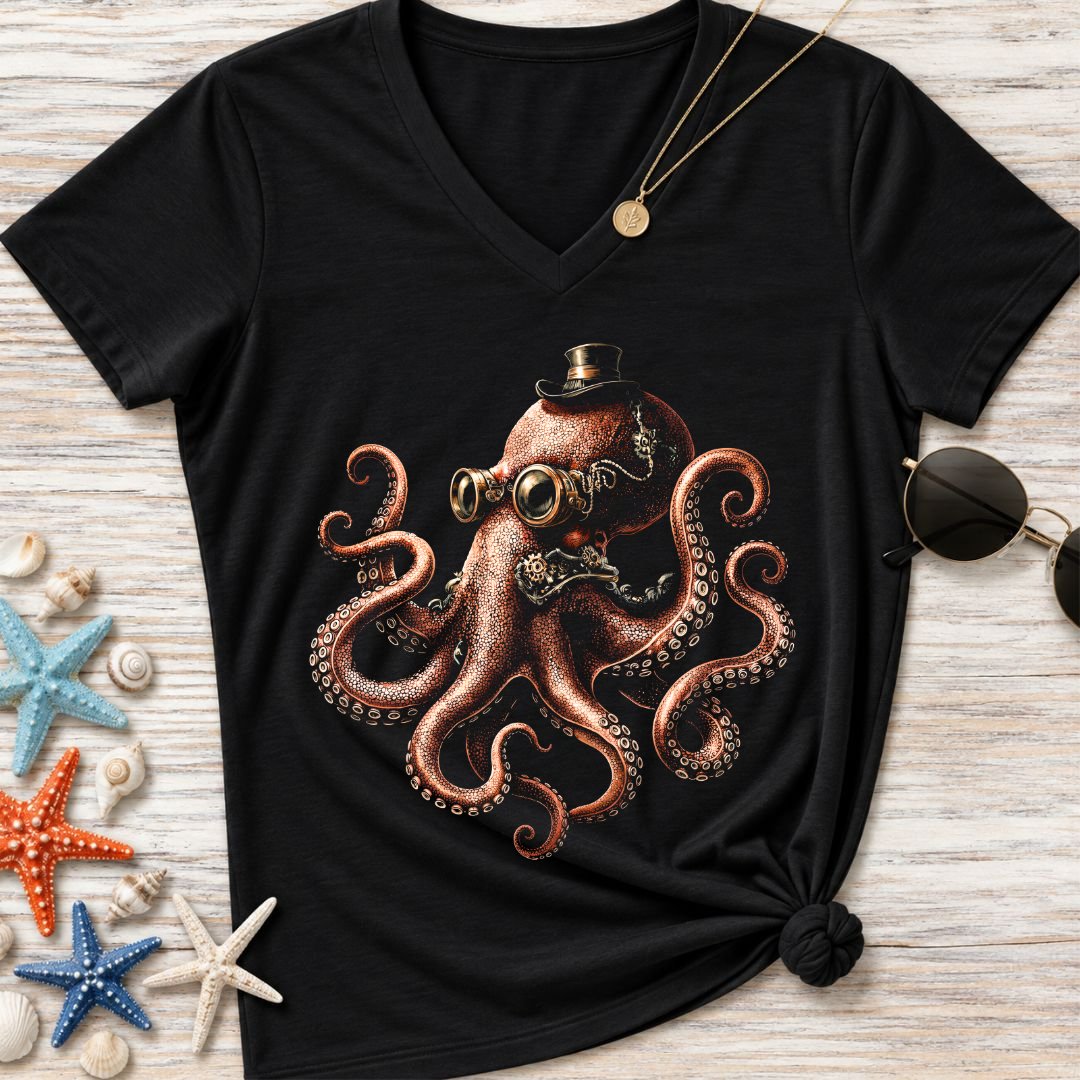 Steampunk Octopus Women's V-Neck T-Shirt