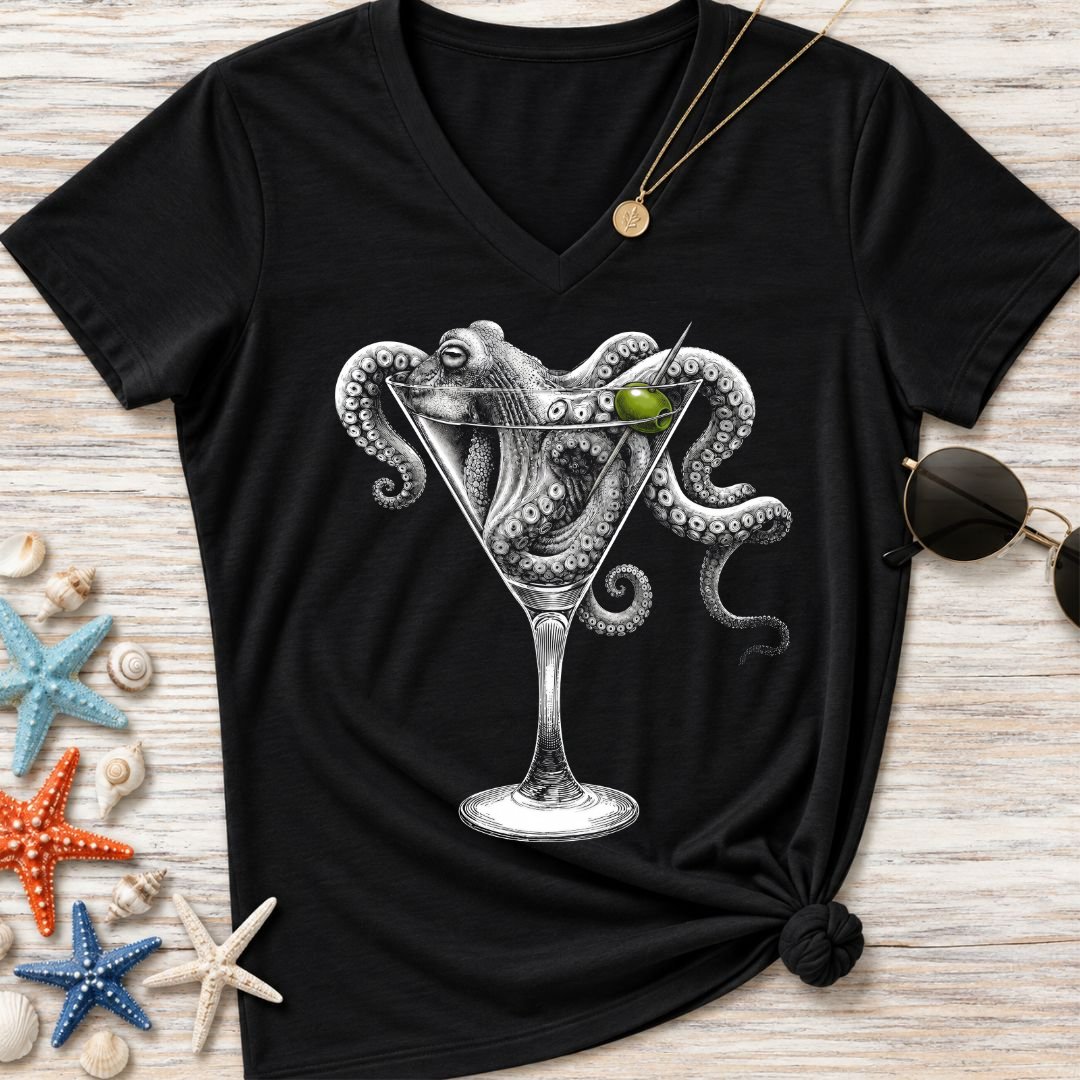 Octopus Martini Women's V-Neck T-Shirt