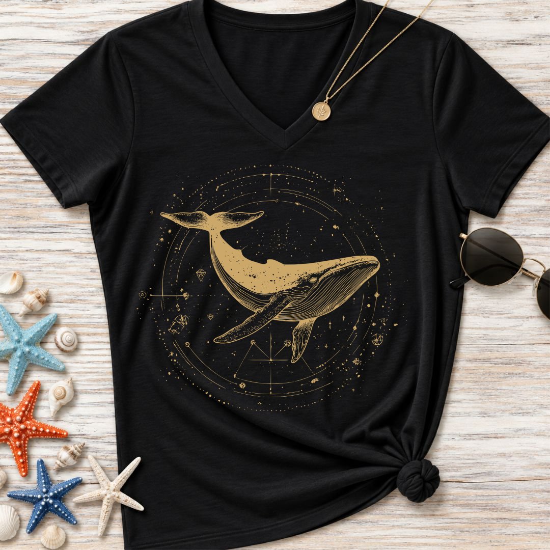 Cosmic Whale Women's V-Neck T-Shirt