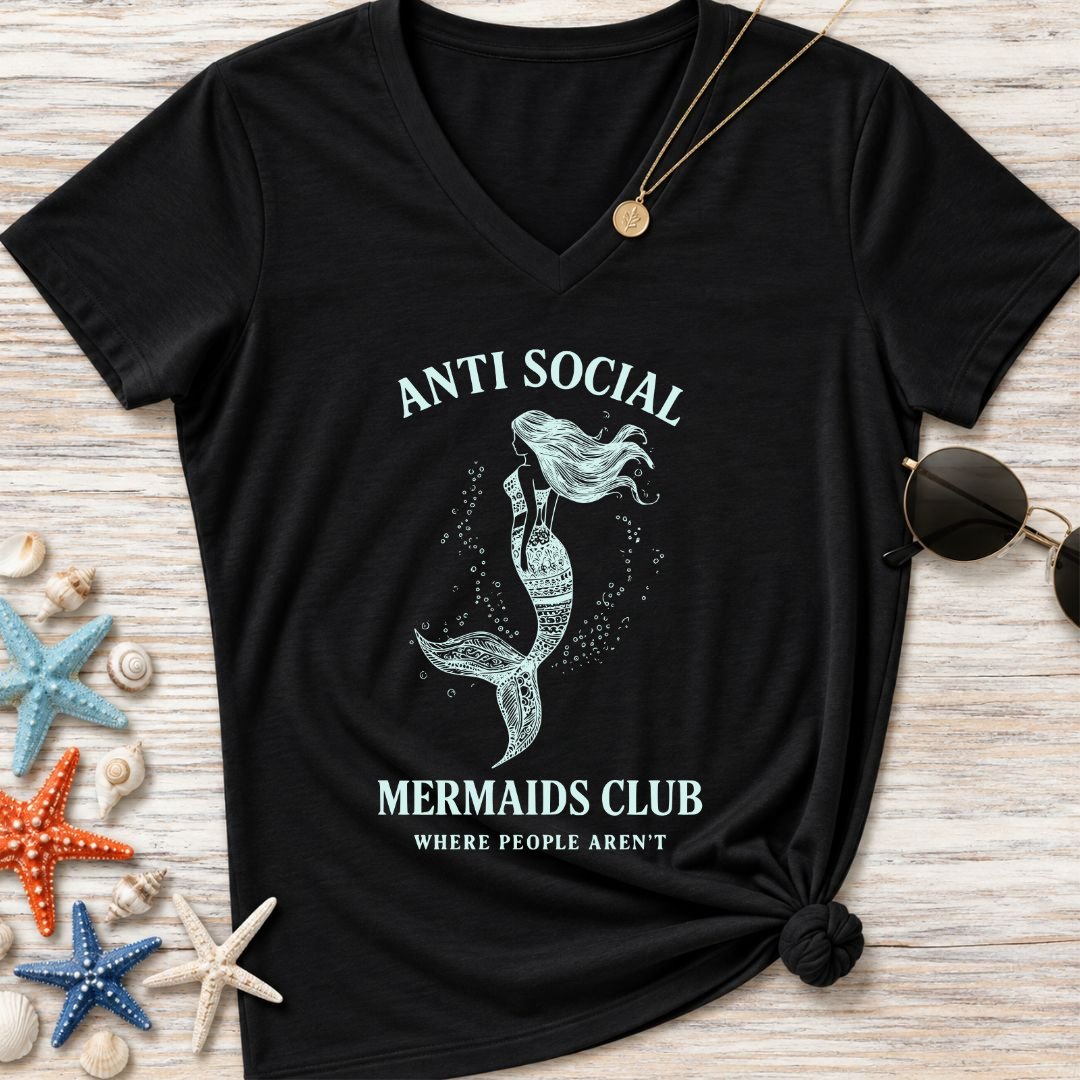 Anti Social Mermaids Club Women's V-Neck T-Shirt