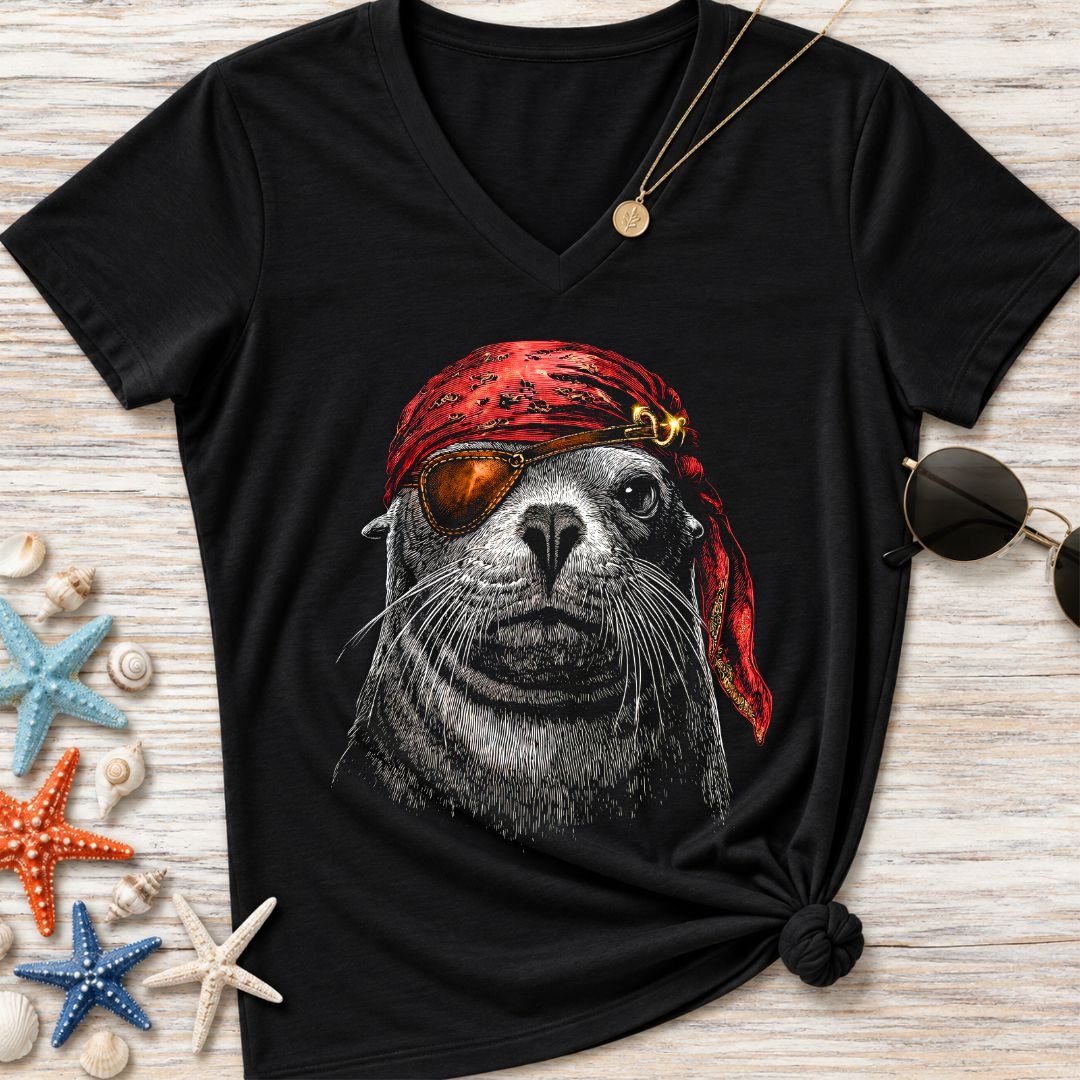 Sea Lion Pirate Women's V-Neck T-Shirt