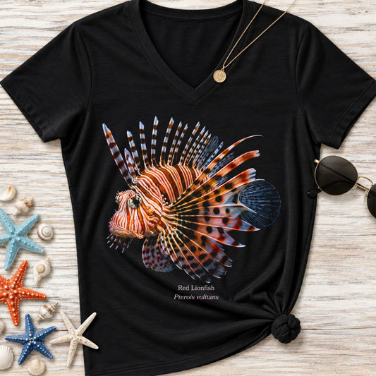 Red Lionfish Women's V-Neck T-Shirt
