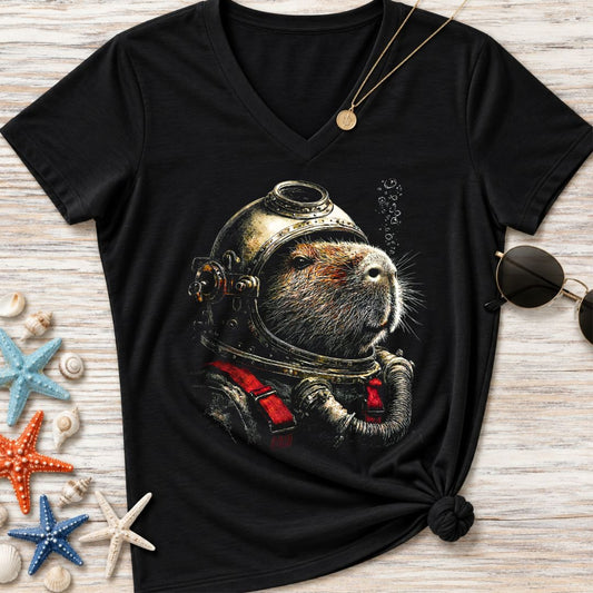The Deep Sea Capybara Women's V-Neck T-Shirt