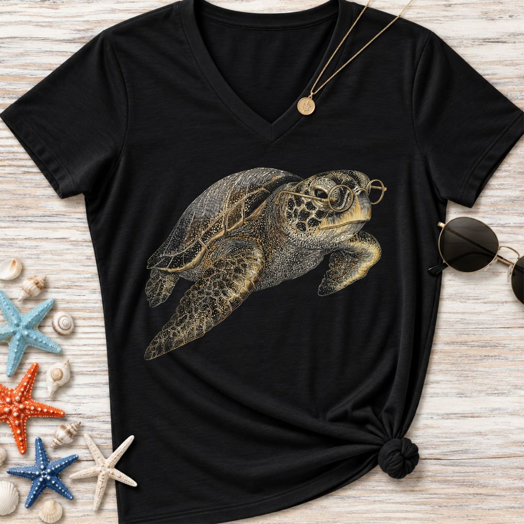 The Scholar Turtle Women's V-Neck T-Shirt