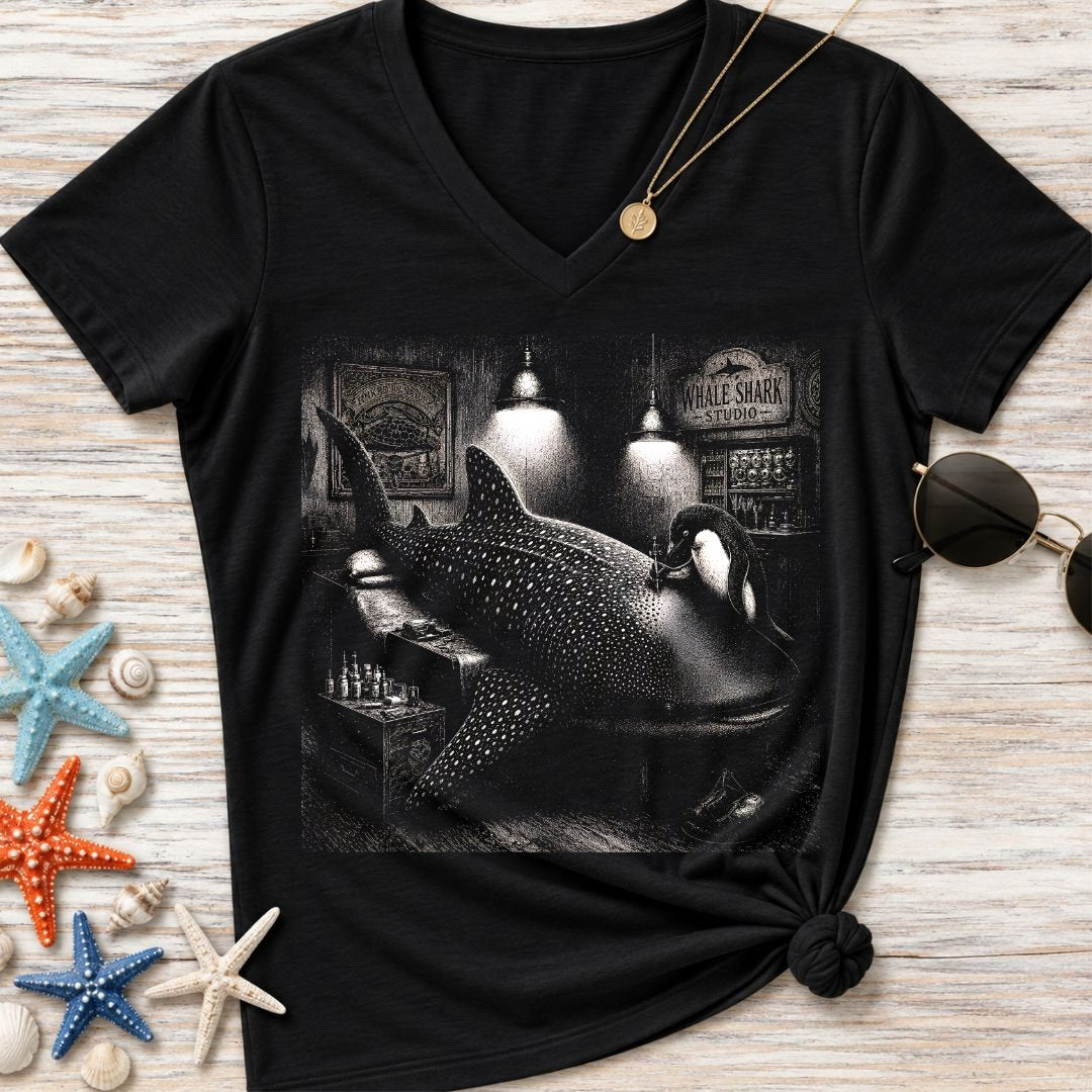 Whale Shark Tattoo Women's V-Neck T-Shirt