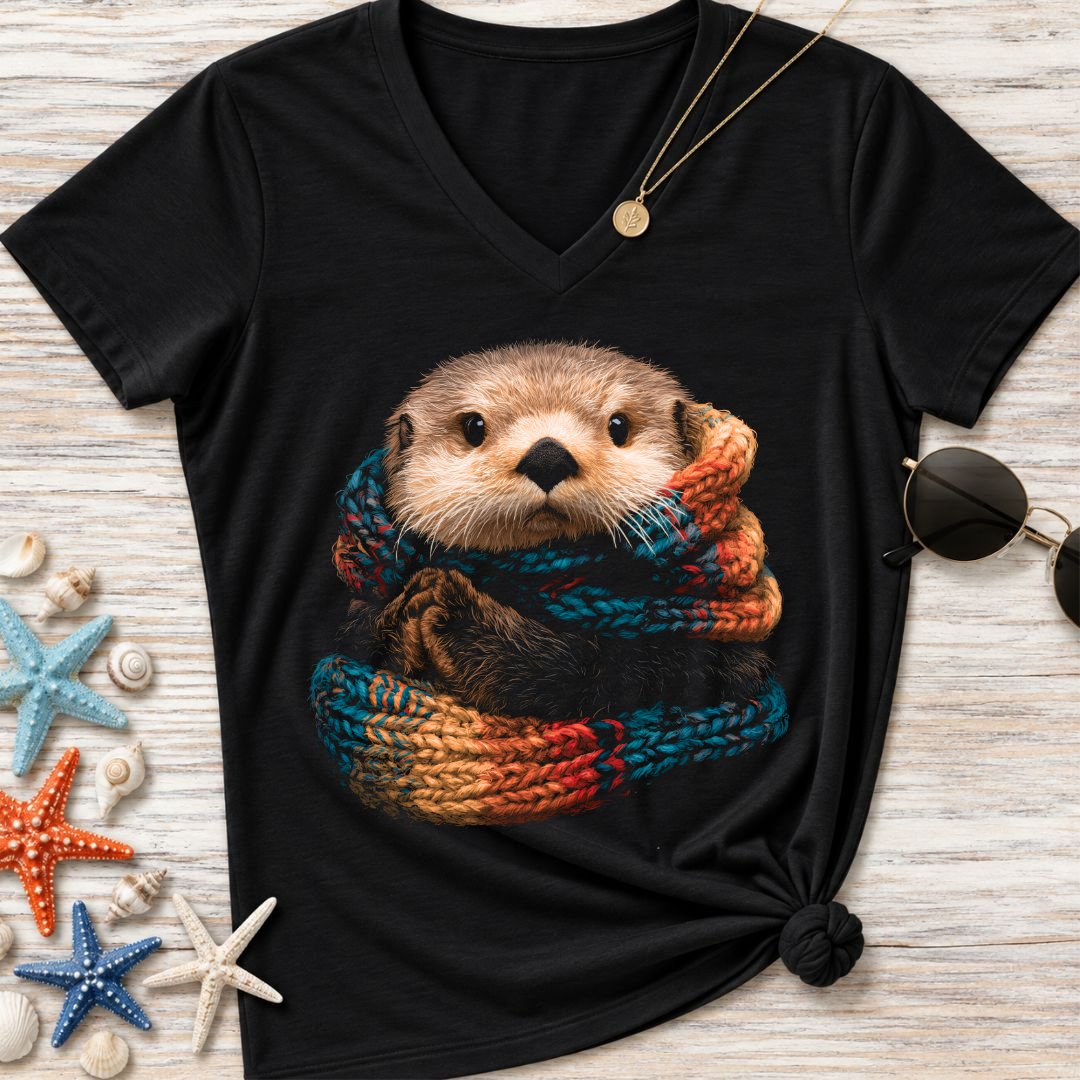 Winter Ready, Otter Women's V-Neck T-Shirt