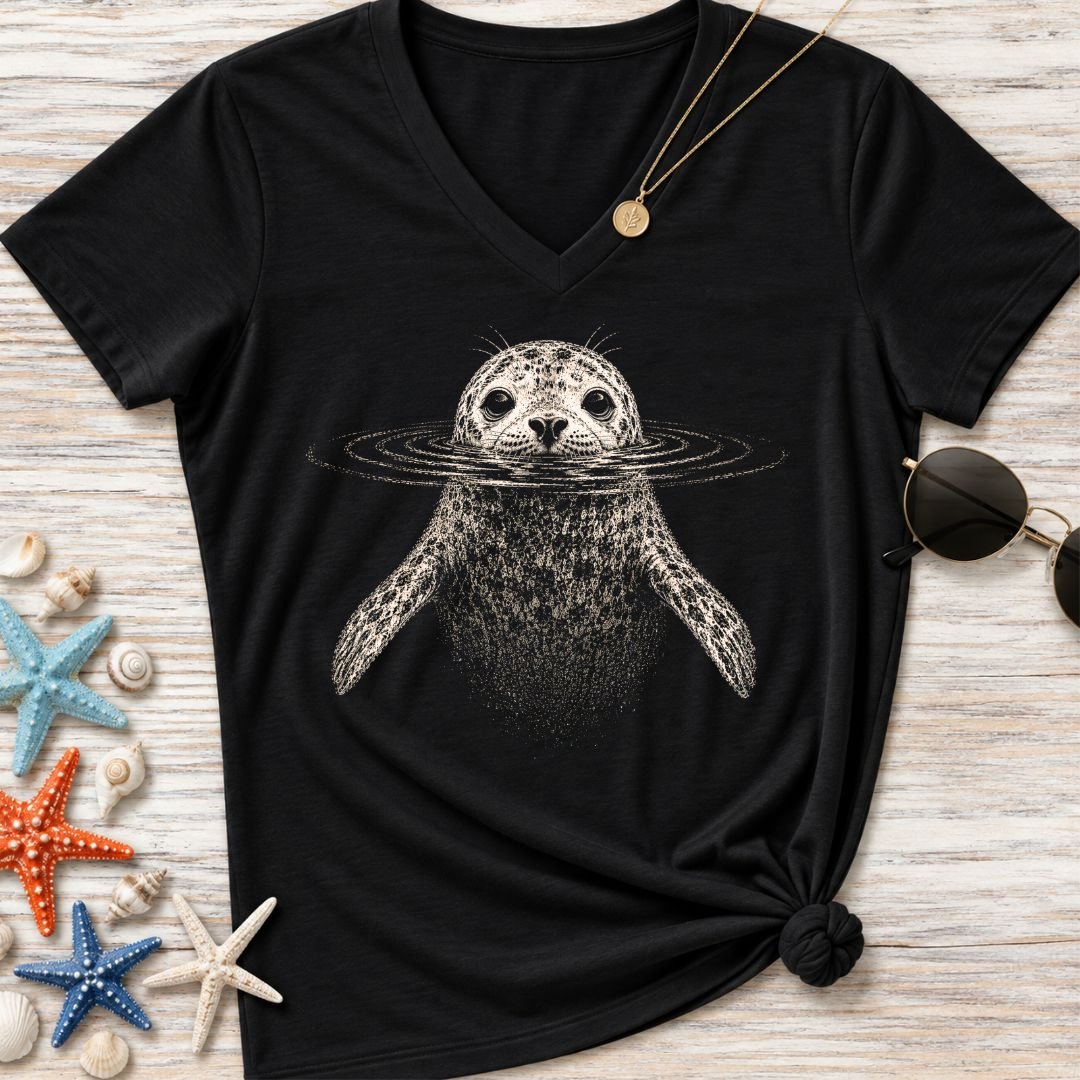 Swimming Seal Women's V-Neck T-Shirt