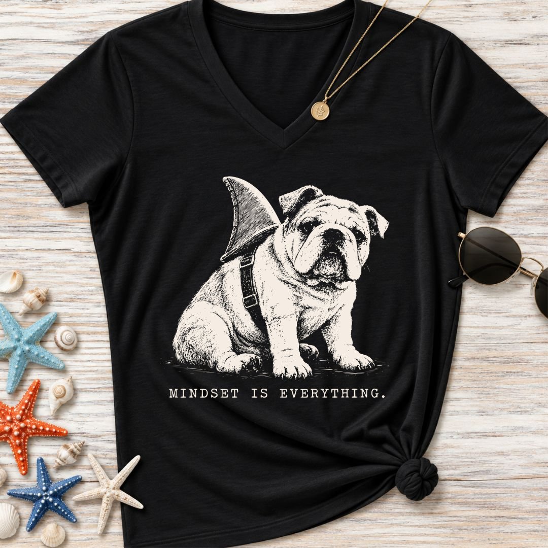 Mindset Is Everything, Bulldog Women's V-Neck T-Shirt