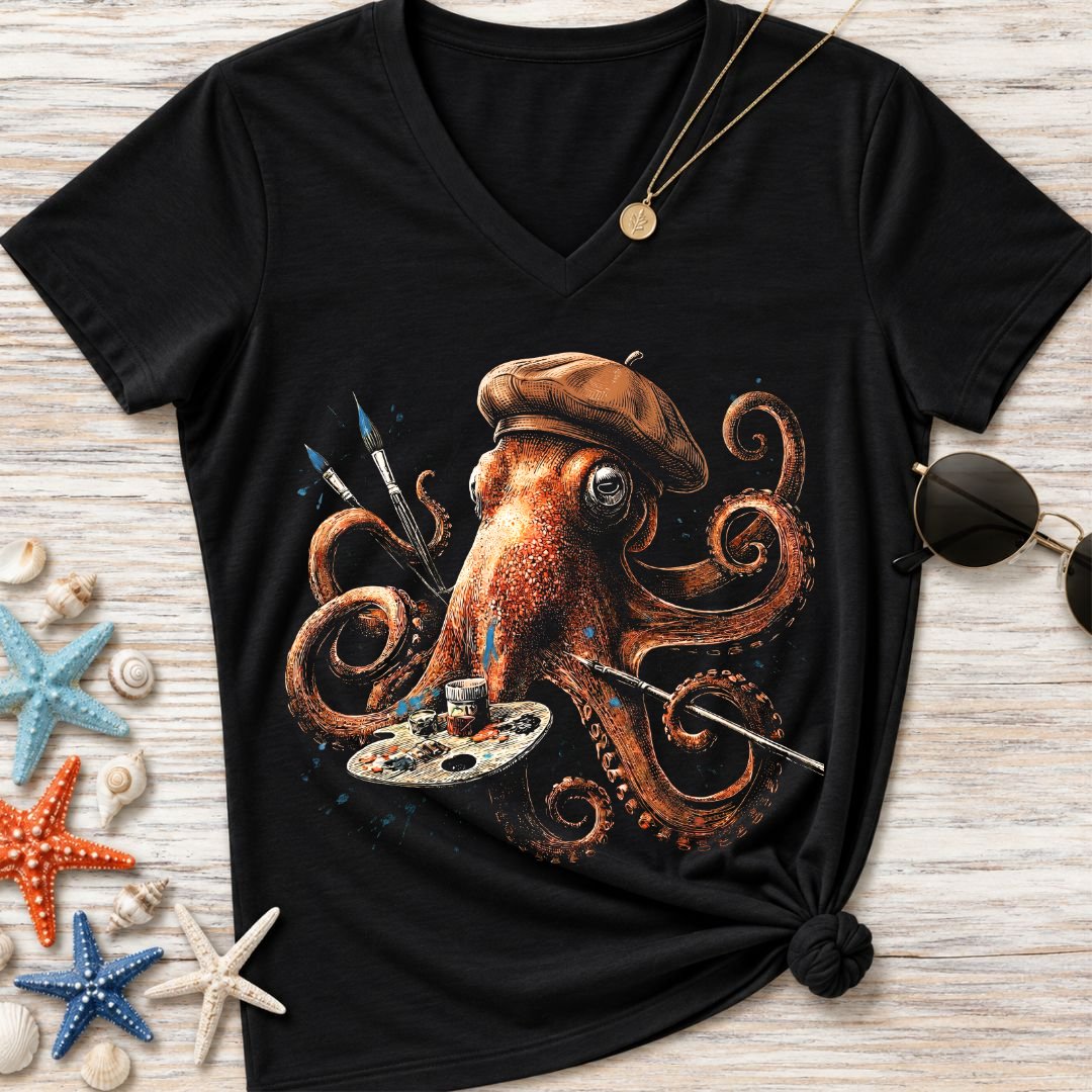Artist Octopus Women's V-Neck T-Shirt