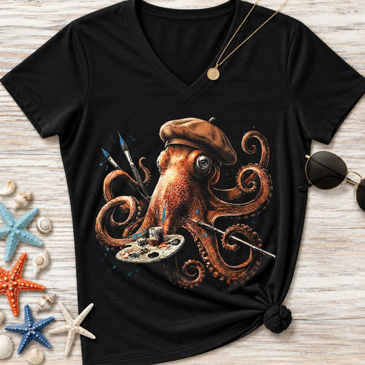 Artist Octopus Women's V-Neck T-Shirt