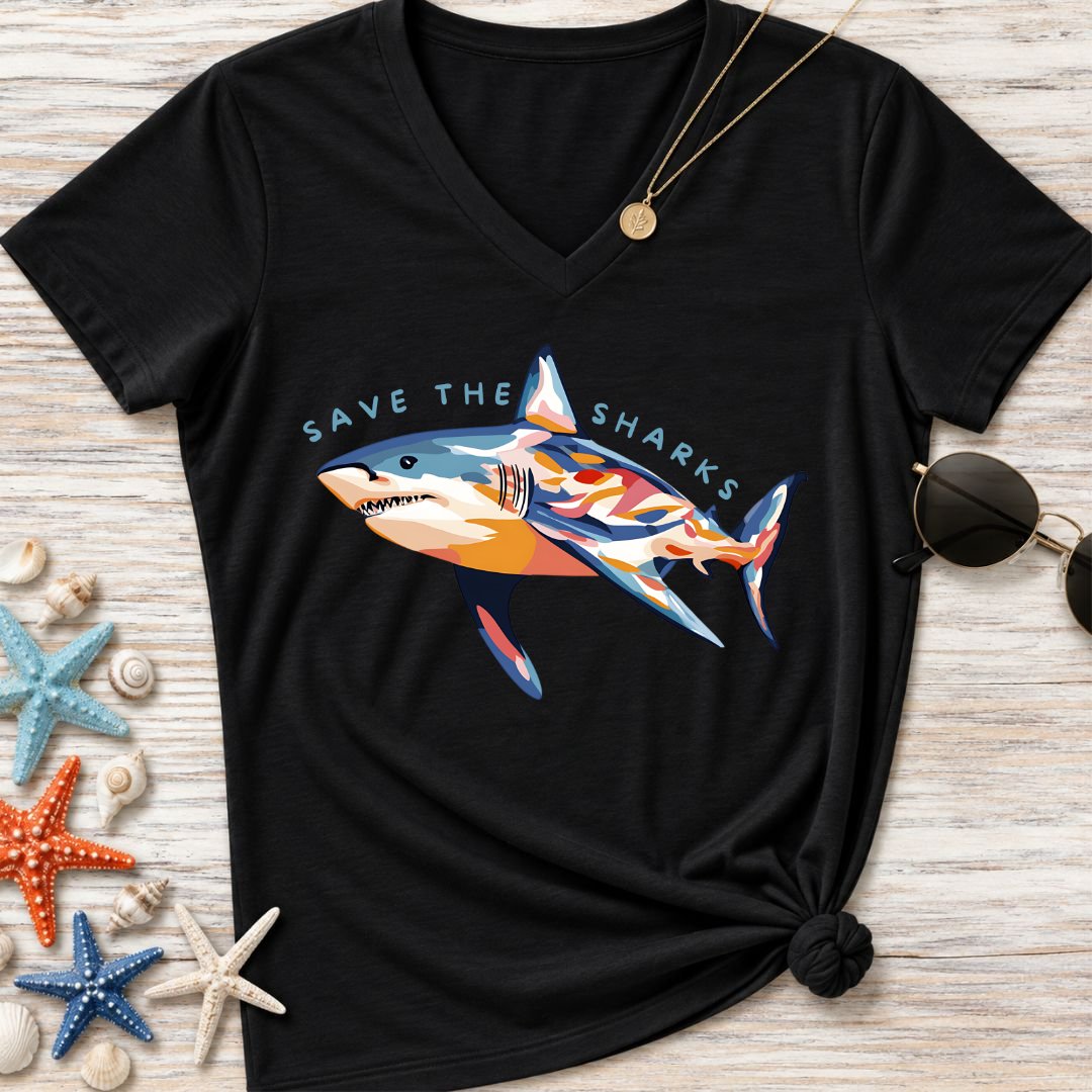Save The Sharks Women's V-Neck T-Shirt
