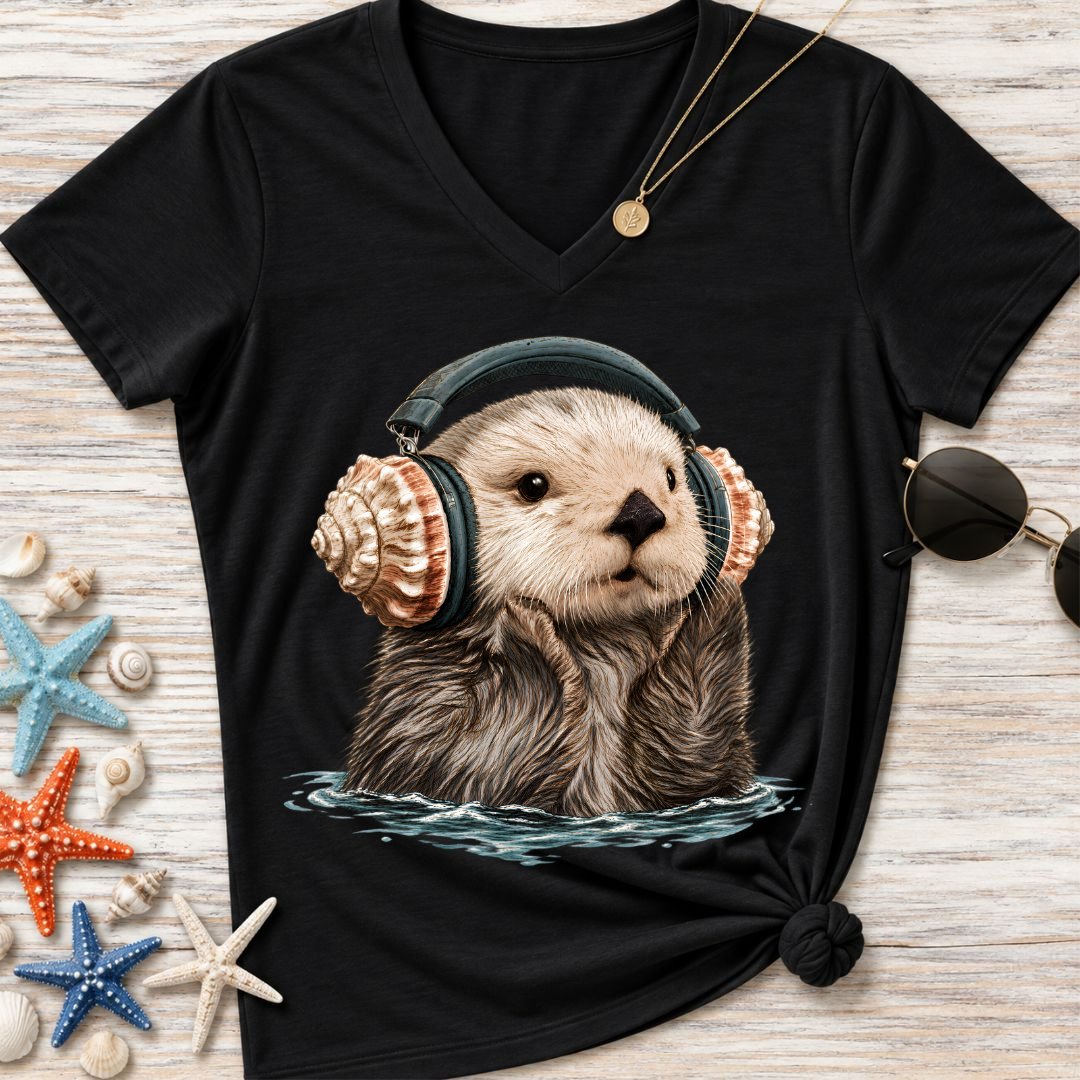 Music Otter Women's V-Neck T-Shirt