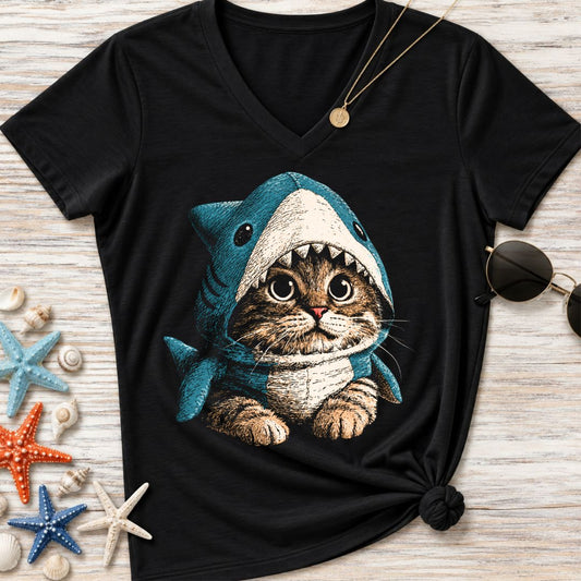 I'm a Real Shark, Cat Women's V-Neck T-Shirt