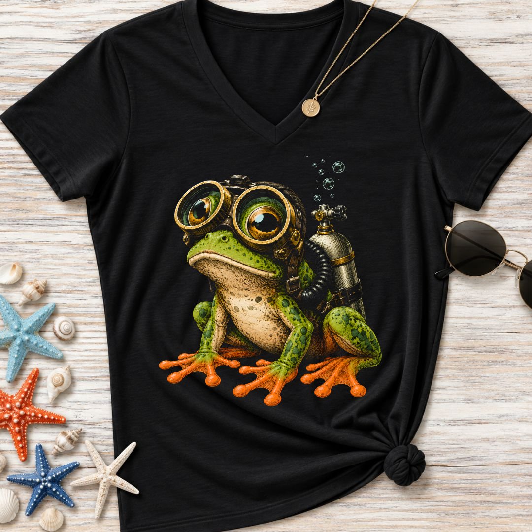 Scuba Diver Frog Women's V-Neck T-Shirt