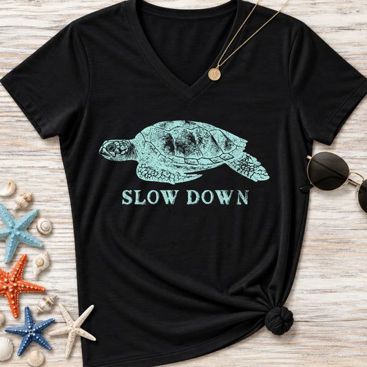 Slow Down Turtle Women's V-Neck T-Shirt